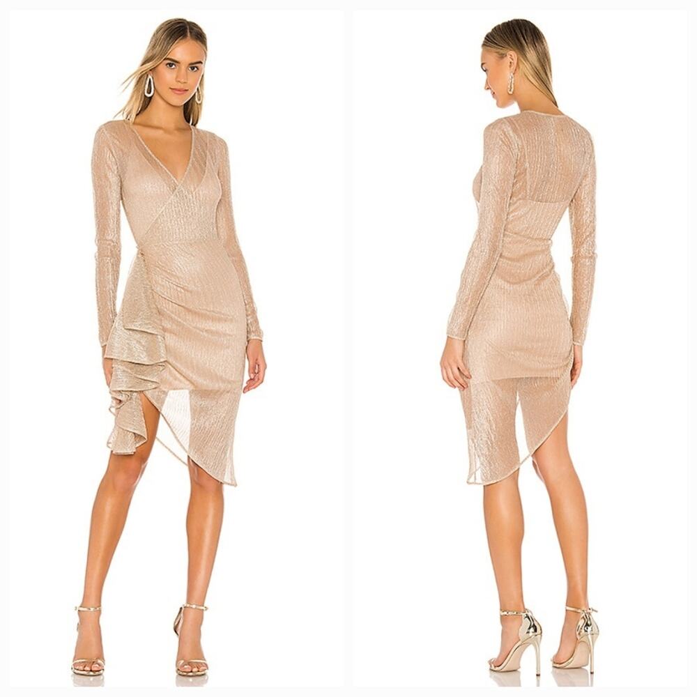 Lovers and Friends Kaden MIdi Dress in Light Gold Medium